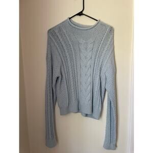 J.Crew Cable Knit Sweater Blue Crewneck Women’s M Lightweight